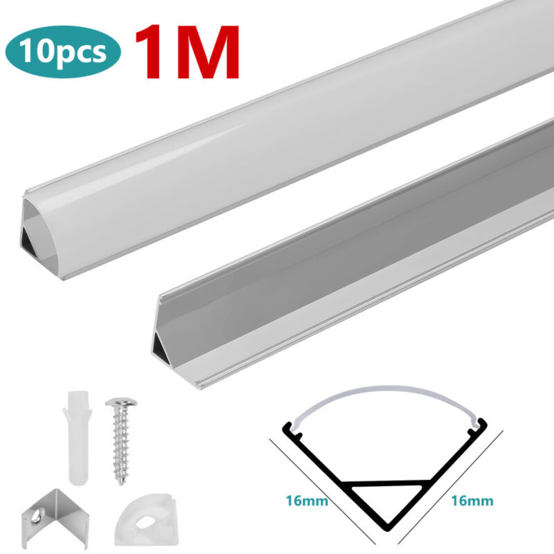 Swanew - Profilé led en aluminium, profilé led en forme de v 10 x 1 m, profilé led en aluminium