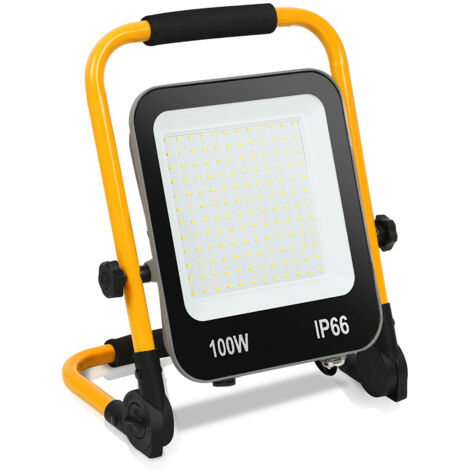 SWANEW Proiettore LED da esterno IP66 bianco freddo con treppiede 100W
