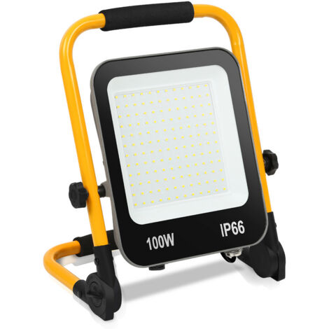 SWANEW Projecteur de Chantier LED Projecteur LED 6000K avec trépied Lampe de Chantier 100W- Blanc Froid
