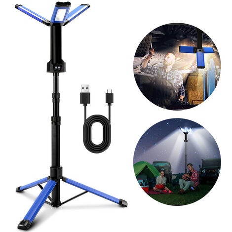 SWANEW LED Akku Fluter Baustrahler Dimmbar Camping Scheinwerfer Lamp mit Stativ Licht