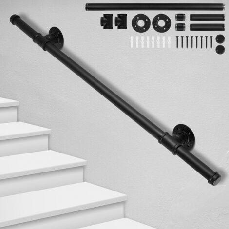 SWANEW Rampa per scale a muro 100cm Corrimano in acciaio al carbonio Supporti a muro per bambini più grandi Indoor Outdoor
