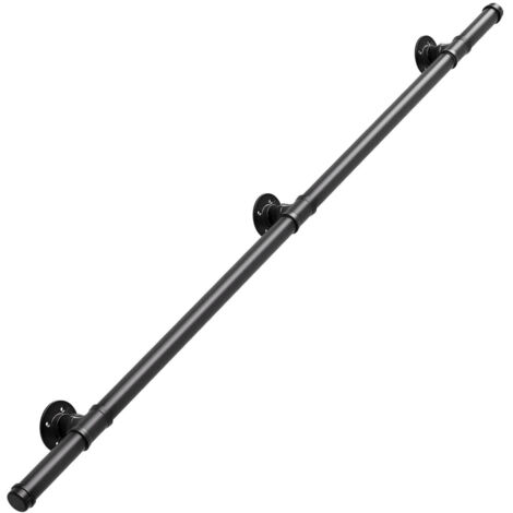 SWANEW Rampa per scale a muro 150cm Corrimano in acciaio al carbonio Supporti a muro per bambini più grandi Indoor Outdoor