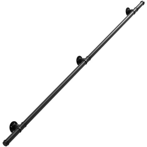 SWANEW Rampa per scale a muro 200cm Corrimano in acciaio al carbonio Supporti a muro per bambini più grandi Indoor Outdoor