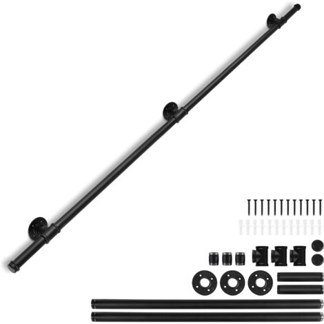 SWANEW Rampa per scale a muro 200cm Corrimano in acciaio al carbonio Supporti a muro per bambini più grandi Indoor Outdoor