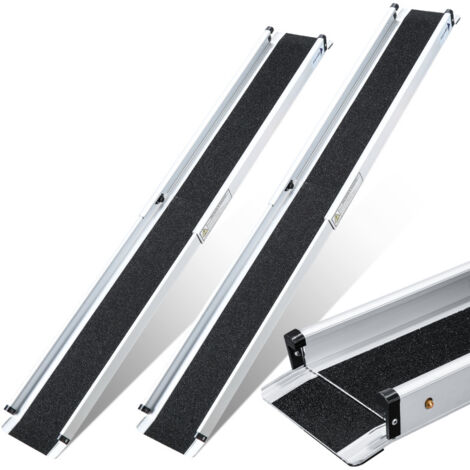 SWANEW Rampa per sedia a rotelle Rampa telescopica pieghevole in alluminio con superficie antiscivolo. compresa la borsa 183cm