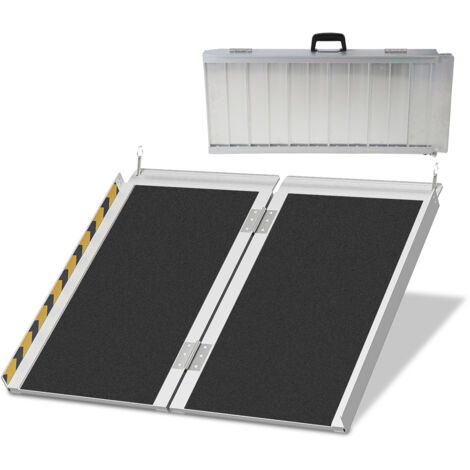 SWANEW Rampa per sedie a rotelle Rampa di accesso pieghevole 2x Alluminio Superficie antiscivolo 270KG Capacità 61cm