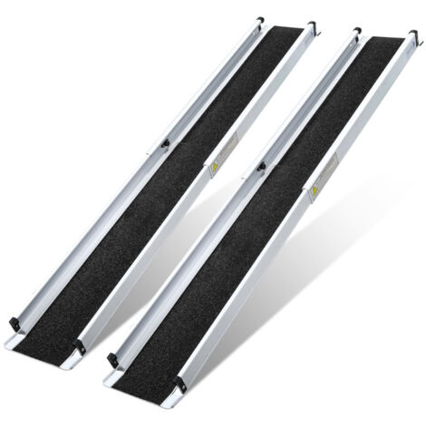 SWANEW Rampa per sedie a rotelle Rampa di carico 2x Pieghevole Alu Superficie antiscivolo 300KG 183 cm