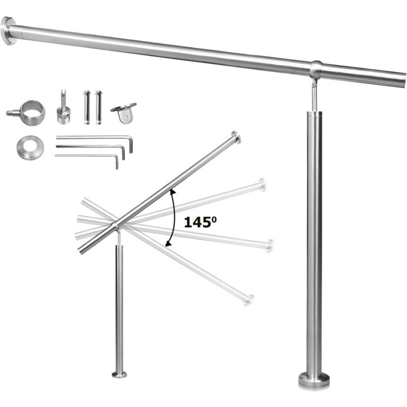 Swanew - Rampe d'escalier en Acier affiné Rambarde Main Courante Balustrade Escalier Pied de support 120cm