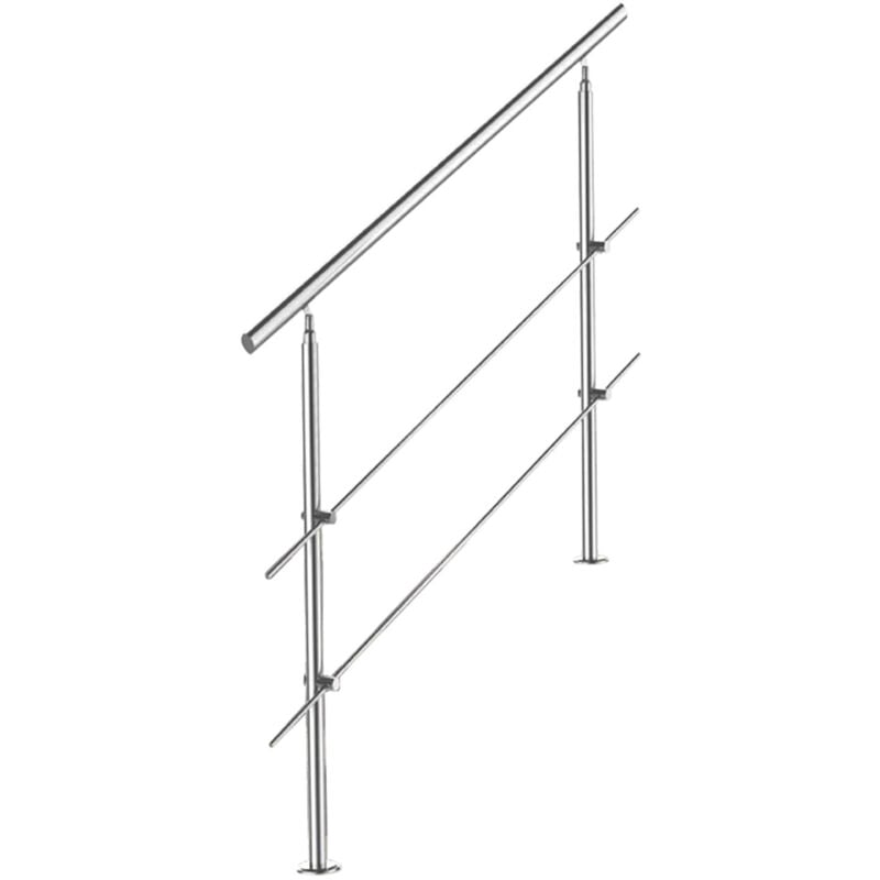 Rampe d'escalier extérieure en inox pour extérieur ensemble pour escaliers Balustrade Jardin Balcon(80 cm, 2 Barres transversales) - Swanew