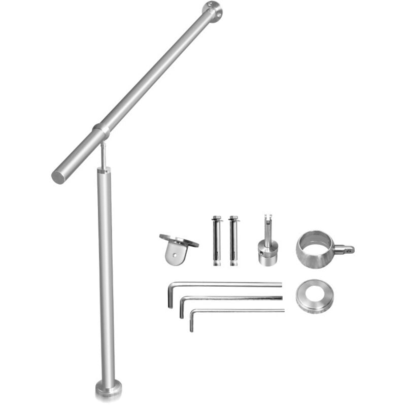 SWANEW Rampe Escalier Inoxydable Main Courante en Rampe d'escalier pour Escalier Extérieu/intérieur Angle réglable Fixation Mur 100cm