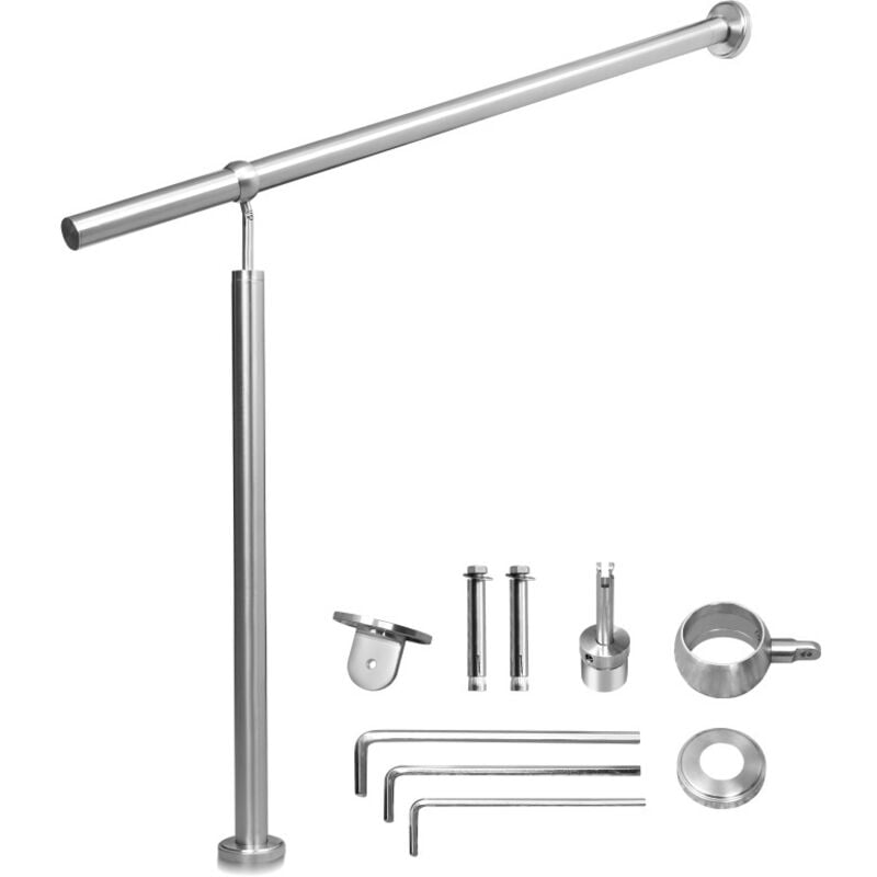 Swanew - Rampe Escalier Inoxydable Main Courante en Rampe d'escalier pour Escalier Extérieu/intérieur Angle réglable Fixation Mur 150cm