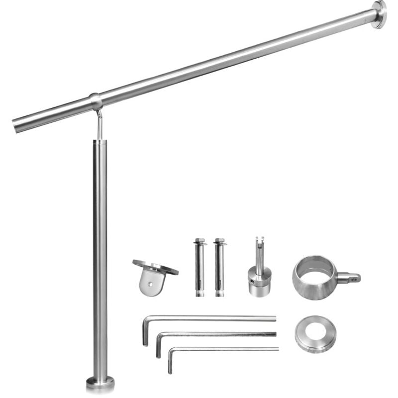 Swanew - Rampe Escalier Inoxydable Main Courante en Rampe d'escalier pour Escalier Extérieu/intérieur Angle réglable Fixation Mur 180cm