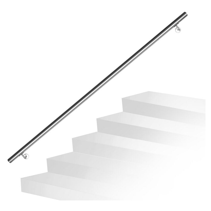 Swanew - Rampe Escalier Rampe d'escalier 2 Supports Muraux , Main courante acier 304 inoxydable, intérieur&extérieur, 180cm