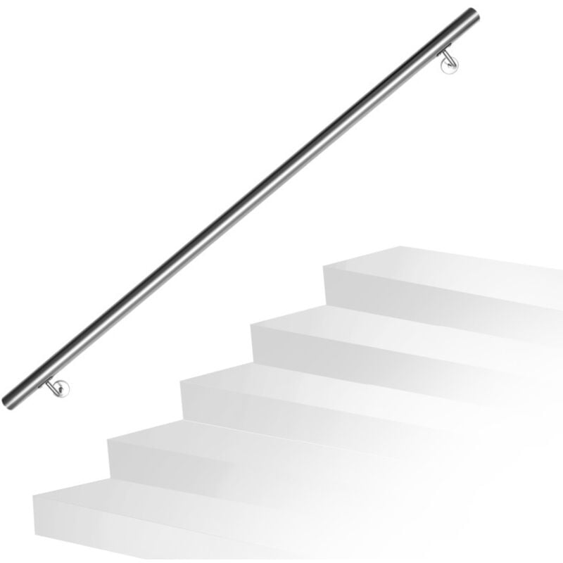 Swanew - Rampe Escalier Rampe d'escalier 2 Supports Muraux , Main courante acier 304 inoxydable, intérieur&extérieur, 150cm