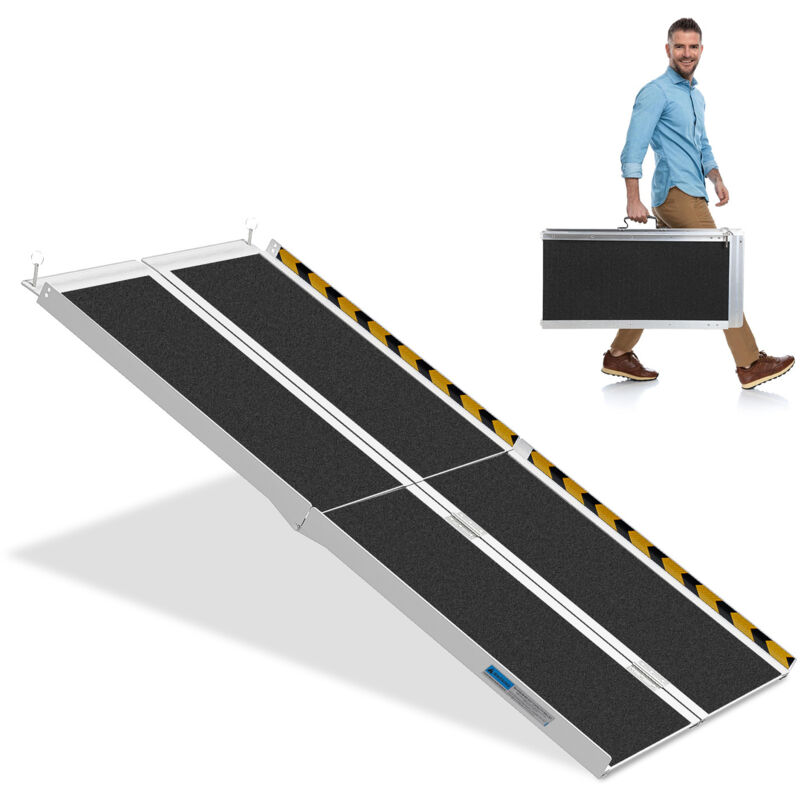 Swanew - Rampe Fauteuil Roulant Rampe d'accès pliable Rampe en aluminium 2x, surface antidérapante Capacité 270KG 152cm