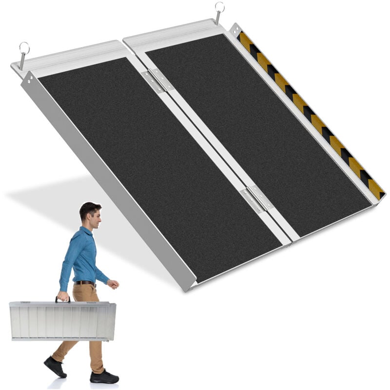 Rampe Fauteuil Roulant Rampe d'accès pliable Rampe en aluminium 2x, surface antidérapante Capacité 270KG 61cm