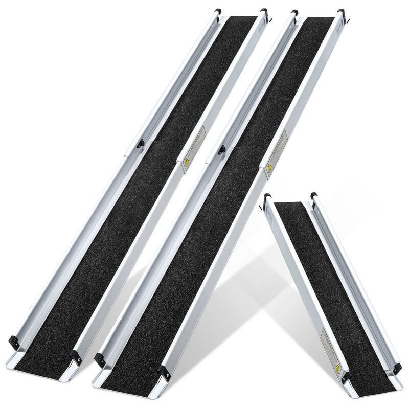 Rampe Fauteuil Roulant Rampe d'accès pliable Rampe télescopique en aluminium, surface antidérapante, sac inclus 152cm