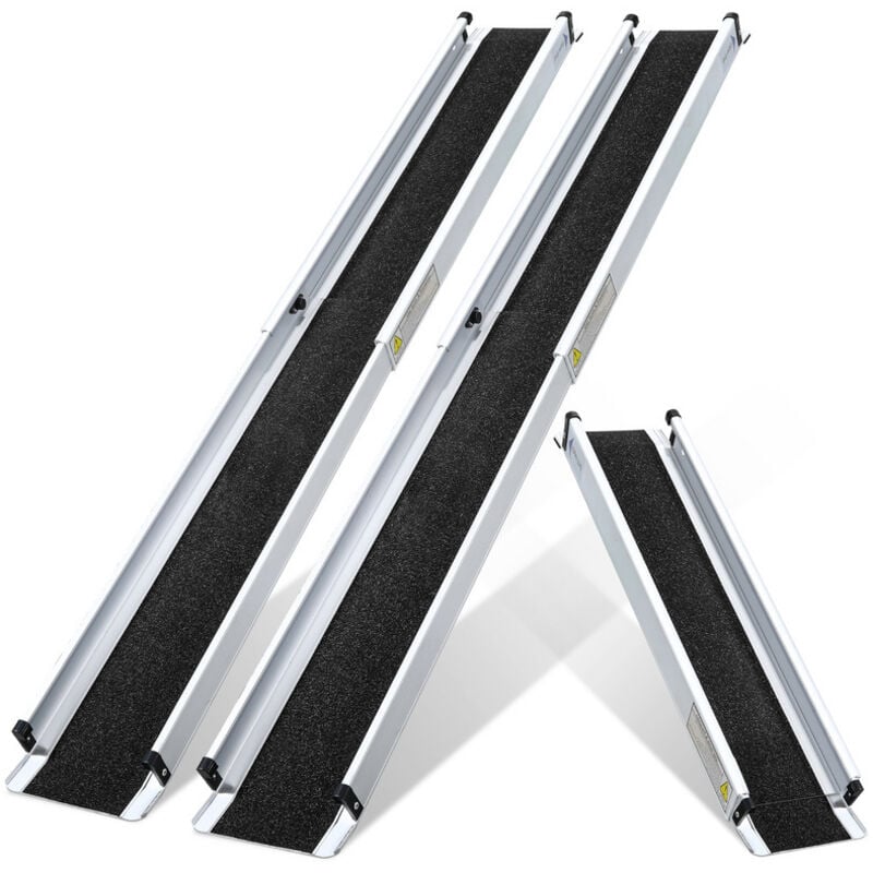 Rampe Fauteuil Roulant Rampe d'accès pliable Rampe télescopique en aluminium, surface antidérapante, sac inclus 213cm