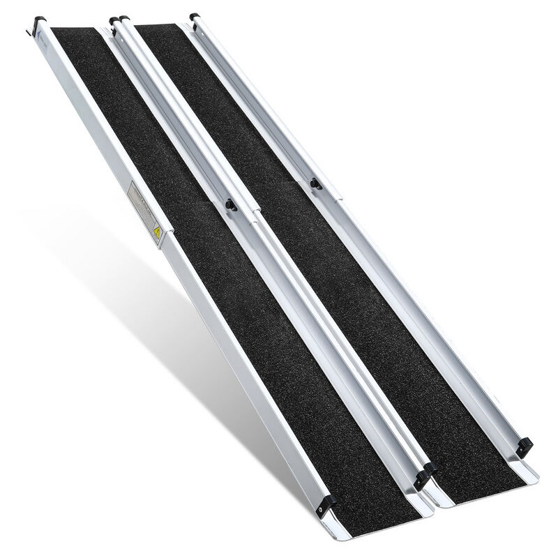 Rampe pour Fauteuil Roulant Rampe de chargement Portable 152cm Alu Surface antidérapante Rampe d'Accès Valise Capacité 300KG