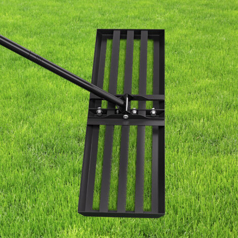 SWANEW Raschietto per prato 75x25cm Rastrello livellatore Nero 6,5kg con manico da 2m Estensibile Raschietto versatile