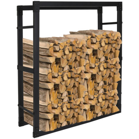 SWANEW Rastrelliera per legna - Range-bûches - Porte buche -noir- rastrelliera per legna da ardere150x100x25cm