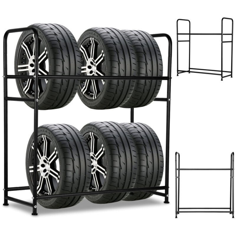 Rayonnage pour Pneus-Étagère Métallique pour Pneumatiques Charges Lourdes Structure Stable 120X40X180cm - Swanew