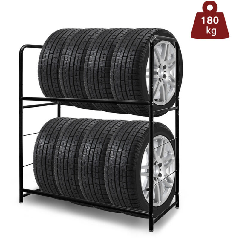 Rayonnage pour Pneus-Étagère Métallique pour Pneumatiques Charges Lourdes Structure Stable 120X40X180cm 265KG - Swanew