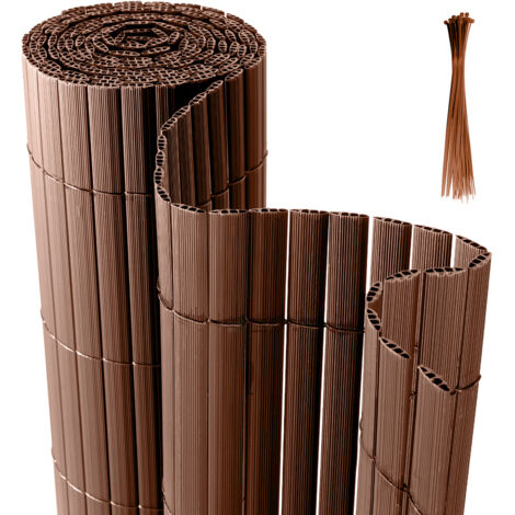 SWANEW Recinzione da giardino in PVC. balcone o terrazza. Marrone. 140 x 500 cm