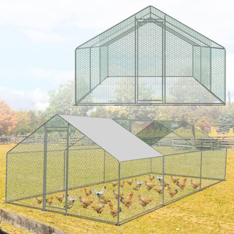 SWANEW Recinzione per pollaio 3x2 M con porta laterale e tetto a cupola 6 m²