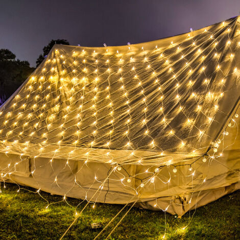 SWANEW Rete luminosa a LED Illuminazione a catena 8 modalità IP44 Festa di Natale all'esterno all'interno Bianco caldo 2x2M