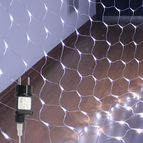 SWANEW Rete luminosa LED Catena luminosa con 8 modalità Tenda luminosa natalizia all'interno all'esterno 4.5x1.6M Bianco freddo