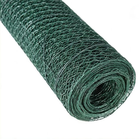 SWANEW Rete metallica per polli 1x25 m in Zincato, Filo esagonale per recinzione lepre, Rete metallica, Verde