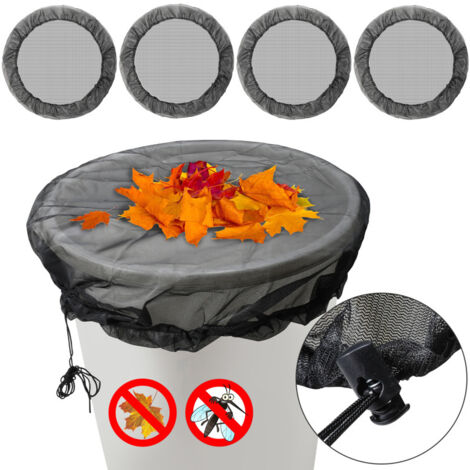 SWANEW Rete per barile da pioggia 4 pezzi copertura per barile da pioggia 95 cm con coulisse regolabile Rete in poliestere per barile da pioggia Nero