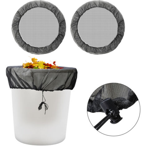 SWANEW Rete per barile da pioggia 8 pezzi copertura per barile da pioggia 95 cm con coulisse regolabile Rete in poliestere per barile da pioggia Nero