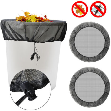 SWANEW Rete per barile da pioggia 8 pezzi copertura per barile da pioggia 95 cm con coulisse regolabile Rete in poliestere per barile da pioggia Nero