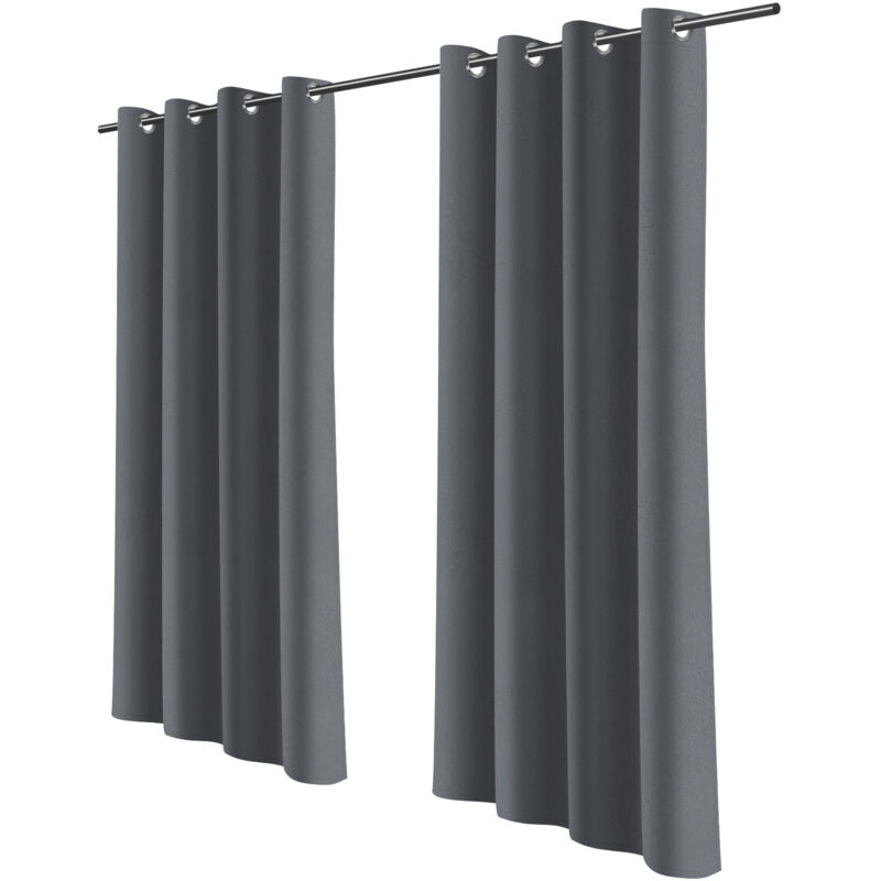 Swanew - Rideau Extérieur et Intérieur opaques avec œillets, jardin patio balcon étanche 132 x 244cm Gris foncé 1 Panneau