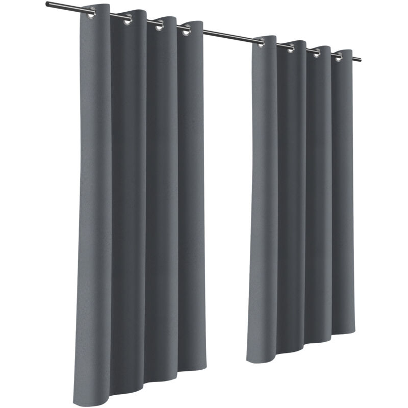 Swanew - Rideau extérieur Rideau occultant avec œillets Opaque Jardin Patio Balcon 132 x 274cm Gris foncé 2 Panneaux