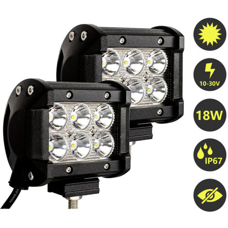 SWANEW Rittangolo LED LIGHT LIGHT IP67 Flieri a LED a 12 V impermeabili per trattore. Off -road. SUV. ATV. Luce di inversione dei camion (18 W 2 pezzi)