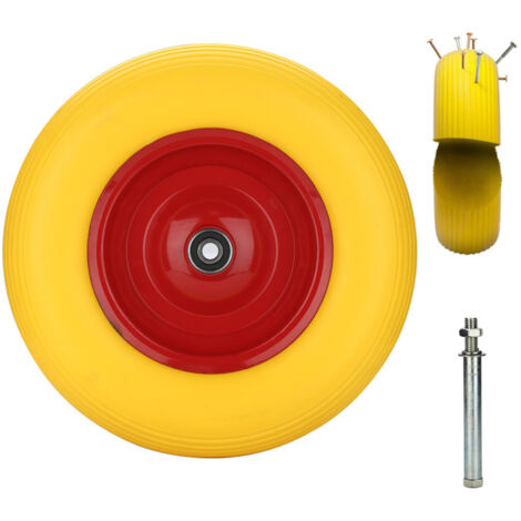SWANEW Ruota di carriola con asse Ruota di ricambio Ø 390 mm Larghezza 95 mm Carrello da giardino - gomma piena