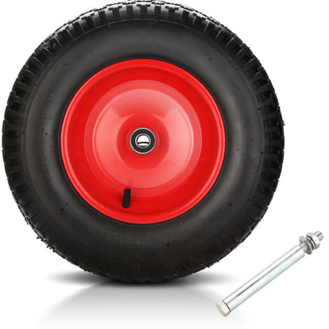 SWANEW Ruota di scorta pneumatica Ruota per carriola Ruota per carrello manuale 4.80/4.00-8 390 mm con asse 1X