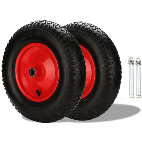 SWANEW Ruota di scorta pneumatica Ruota per carriola Ruota per carrello manuale 4.80/4.00-8 390 mm con asse 4X