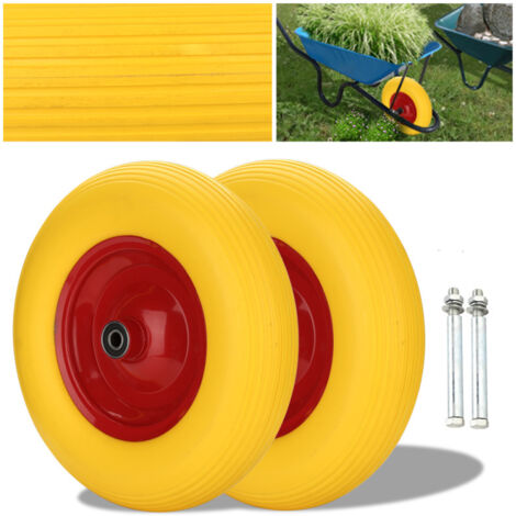SWANEW Ruota per carrello manuale con asse Ruota pneumatica con asse Ruota di scorta Pneumatici 4.80/4.00-8 390 mm 2X