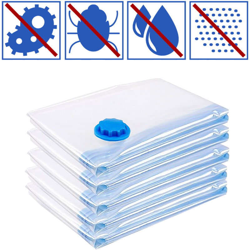 Swanew - 6x Sac de rangement - autres rangements- sous vide Housse Aspiration Compression Vêtements 100x120 cm - Transparent