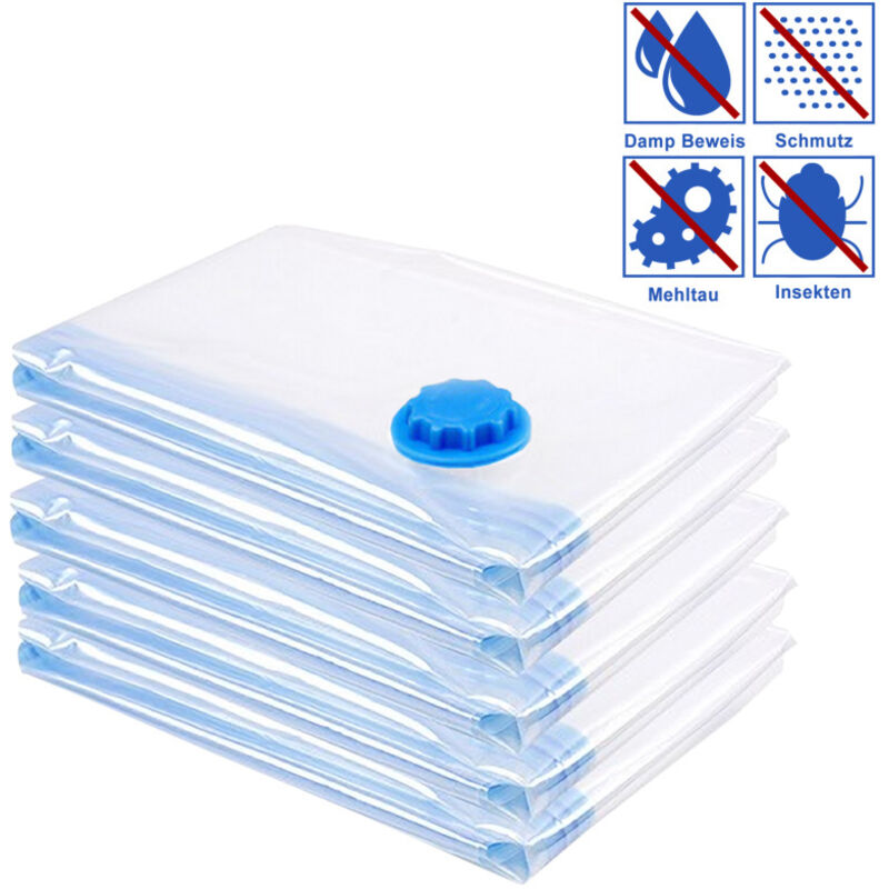 Swanew - Sac Housse de Rangement 60x80cm Lot de 10 Sacs de Rangement sous Vide sous Vide avec Pompe - Bleu