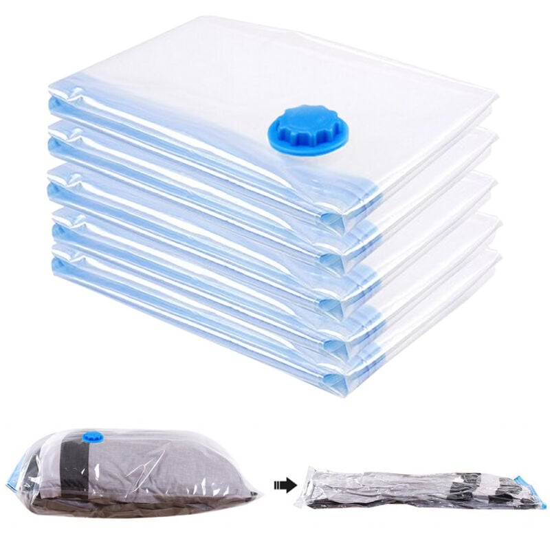 Swanew - Sac Housse de Rangement Lot de 12 Sacs de Rangement sous Vide sous Vide avec Pompe 80x120cm - Bleu
