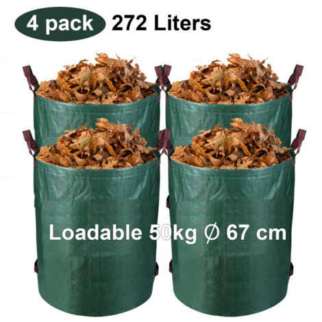SWANEW Sacchetti di scarti da giardino gartensack sacca da giardino xxl 272l sacchetta da giardino sacca da giardino 4x