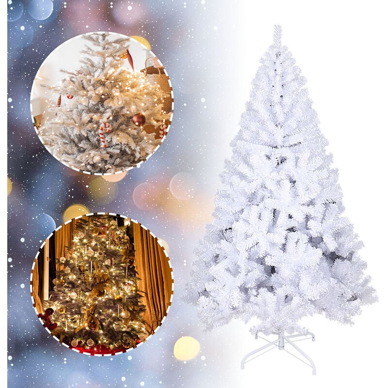 Sapin de Noël Artificiel Lumineux led Lumière 8 Modes d'Éclairage Décoration de Noël Blanc 180cm - Blanc - Tolletour