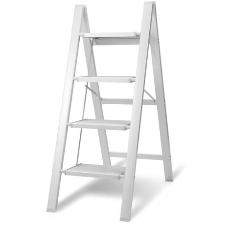SWANEW Scala doppia,Scala in lega di alluminio portata 150kg - 3 gradini bianco, circa 110 cm