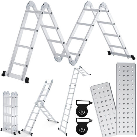SWANEW Scala pieghevole scala multiuso scala telescopica 4x4 470cm scala singola scala a gradini scala domestica scala in alluminio