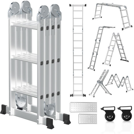 SWANEW Scala pieghevole Scaletta multiuso 4x3 gradini fino a 150kg Aluminum